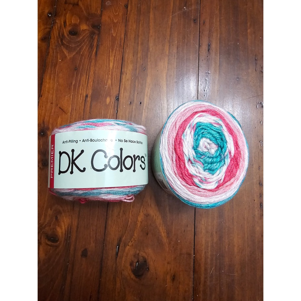 Premier DK Colors Anti-Pilling Acrylic Yarn 2 Cakes Pink Teal White Light 3